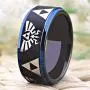 Cloud Dancer Free Custom Engraving The Legend of Zelda Ring- Crest and Triforce Ring Black and Blue Step Tungsten Carbide Wedding Bands Ring Cloud Dancer Free Custom Engraving The Legend of Zelda Ring- Crest and Triforce Ring Black and Blue Step Tungsten Carbide Wedding Bands Ring