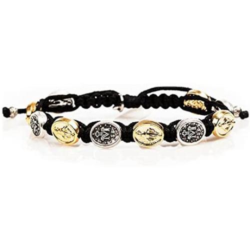 My Saint My Hero Miraculous Mary Blessing Bracelet - Mixed Medals on Black Cord My Saint My Hero Miraculous Mary Blessing Bracelet - Mixed Medals on Black Cord