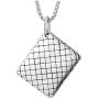 Steel Ace Card Poker Grid Checker Pattern Pendant Necklace with Punisher Skull and Spade, Two-Sided