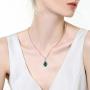 MABELLA Classic Sterling Silver Pendant Necklace Pear Cut Simulated RUBY SAPPHIRE EMERALD Birthstone Jewelry Gifts for Women
