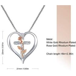 SNZM Love Heart Pendant Necklace for Women Mom Faith Rose Necklace Jewelry Gifts for Birthday Christmas
