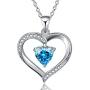 ✦Gifts for Mothers Day✦ Forever Love Heart Necklace Jewelry 18K White Gold/ Rose Gold Plated 925 Sterling Silver Birthstone Pendant Necklace with 5A Cubic Zirconia Birthday Gifts for Women and Girls