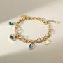 CIUNOFOR Evil Eye Charm Bracelet Gold Rose Gold Plated Stainless Steel Bead Link Italian Style for Women Girls