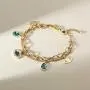 CIUNOFOR Evil Eye Charm Bracelet Gold Rose Gold Plated Stainless Steel Bead Link Italian Style for Women Girls