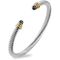 Tiyad Cable Wire Cuff Bracelet Bangle Bracelets for Women Stainless Steel Twisted Cable Cuff