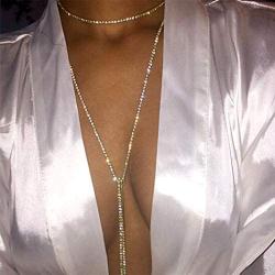 Fashband Rhinestone Crystal Choker Multi-Layer Diamante Sparkle Necklace Sexy Body Jewelry Party Prom Present Events for Women and Girls