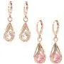 Comelyjewel Womens Earring with Hollow Design,Women Fashion Cubic Zirconia Water Drop Dangle Leaverback Earrings Jewelry Gift - Pink