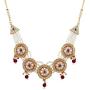 Saissa White Pearl Red Stone Choker Indian Necklace Earrings Jewelry Set for Girls and Women