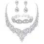 LOLIAS Bridal Austrian Crystal Necklace Link Bracelet Statement Necklace Dangle Earrings Jewelry Set Gifts fit with Wedding Dress LOLIAS Bridal Austrian Crystal Necklace Link Bracelet Statement Necklace Dangle Earrings Jewelry Set Gifts fit with Wedding Dress
