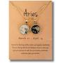 Burpada 2 Pcs Zodiac Coin Necklace 12 Constellation 14K Gold Plated Round Pendant Astrology Horoscope Necklace Gift for Women Girl