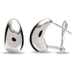 LeCalla Sterling Silver Jewelry Omega Back Earrings for Women Teen