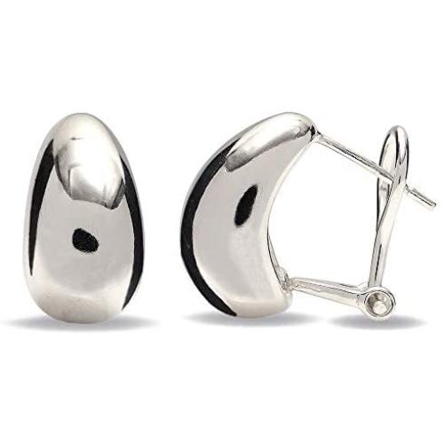 LeCalla Sterling Silver Jewelry Omega Back Earrings for Women Teen