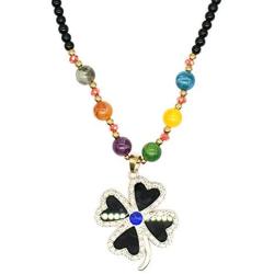 HSQYJ Crystal Pendant Necklace Long Black Beads Chain Necklaces with Statement Charm Pendant Boho Sweater Necklace for Women Girl Fashion Jewelry