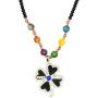 HSQYJ Crystal Pendant Necklace Long Black Beads Chain Necklaces with Statement Charm Pendant Boho Sweater Necklace for Women Girl Fashion Jewelry