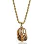 Moca Jewelry Iced Out Headphone Shape Pendant Necklace 18K Gold Plated Bling CZ Simulated Diamond Hip Hop Rapper Chain Necklace for Men Women
