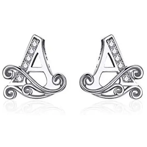 CZ Initial Stud Earrings for Women Girls S925 Sterling Silver 18K White Gold Plated Pave Cubic Zirconia Minimalist Fashion Monogram Alphabet Letter A Tragus Post Pin Earrings Tiny Cute Jewelry Gift CZ Initial Stud Earrings for Women Girls S925 Sterling Silver 18K White Gold Plated Pave Cubic Zirconia Minimalist Fashion Monogram Alphabet Letter A Tragus Post Pin Earrings Tiny Cute Jewelry Gift