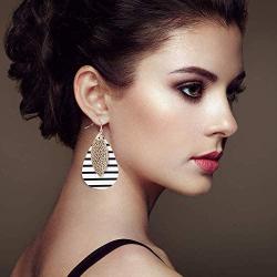 Teardrop Leather Earrings for Women Leopard Print Leather Earrings Lightweight Faux Leather Leaf Earrings 16 Pairs