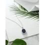 925 Sterling Silver Blue Simulated Sapphire Pendant Necklace and Earrings Set Bundle