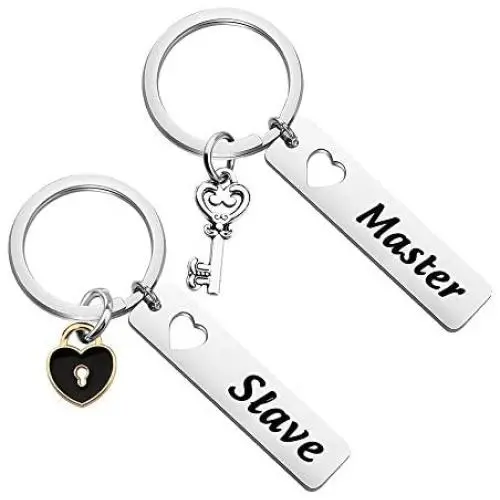 BAUNA Couple Gifts for Boyfriend and Girlfriend Master Slave Keychain Funny Matching Couple Keychains Set for Him and Her