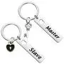 BAUNA Couple Gifts for Boyfriend and Girlfriend Master Slave Keychain Funny Matching Couple Keychains Set for Him and Her