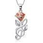 Sterling Silver Rose Flower Necklace,Earrings,Rose Gold I Love You Forever Rose Heart Jewelry Gifts for Women Her