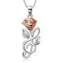 Sterling Silver Rose Flower Necklace,Earrings,Rose Gold I Love You Forever Rose Heart Jewelry Gifts for Women Her