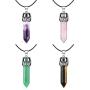 Natural Healing Crystals Point Pendant Necklace Reiki Hexagonal Pointed Stone, Leaf Wrap Gemstone Quartz Jewelry for Women with 18 in Stainless Steel Chain Strap Gift Box - Tigereye Stone