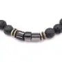 Mens Recycled Glass & Lava Stretch Bead Bracelet Handcrafted in USA - Black Mens Recycled Glass & Lava Stretch Bead Bracelet Handcrafted in USA - Black