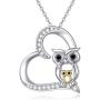 JUSTKIDSTOY Owl Necklace Sterling Silver Opal Owl Necklace Crescent Moon Pendant Owl Jewelry Gifts for Women Owl Lovers,for Mom Mothers Day