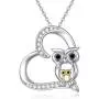 JUSTKIDSTOY Owl Necklace Sterling Silver Opal Owl Necklace Crescent Moon Pendant Owl Jewelry Gifts for Women Owl Lovers,for Mom Mothers Day