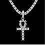 MCSAYS Hip Hop Jewelry Iced Out Bling Full Crystal Cross Pendant Golden Cuban Chain Religious Christian Necklace Fashion Accessories for Men/Women Gifts
