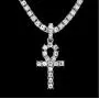 MCSAYS Hip Hop Jewelry Iced Out Bling Full Crystal Cross Pendant Golden Cuban Chain Religious Christian Necklace Fashion Accessories for Men/Women Gifts