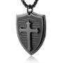 HZMAN Shield Armor of God Ephesians 6:16-17, Faith Cross Stainless Steel Pendant Necklace