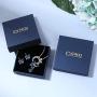 T400 Blue Butterfly Crystal Pendant Necklace and Drop Stud Earrings Jewelry Set Gift for Girls Women