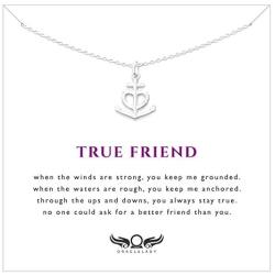 Friendship Anchor Sterling Silver Necklace - Unique Best Friend Jewelry Gift for Birthday Nautical Spiritual Christian