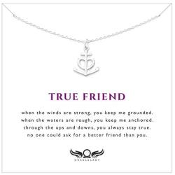 Friendship Anchor Sterling Silver Necklace - Unique Best Friend Jewelry Gift for Birthday Nautical Spiritual Christian