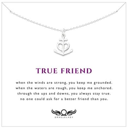 Friendship Anchor Sterling Silver Necklace - Unique Best Friend Jewelry Gift for Birthday Nautical Spiritual Christian