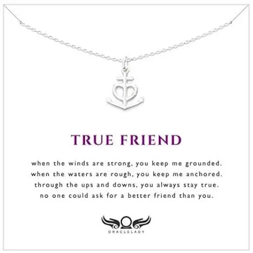 Friendship Anchor Sterling Silver Necklace - Unique Best Friend Jewelry Gift for Birthday Nautical Spiritual Christian Friendship Anchor Sterling Silver Necklace - Unique Best Friend Jewelry Gift for Birthday Nautical Spiritual Christian