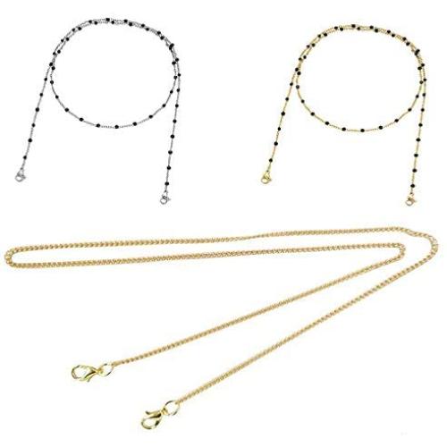 03 3 Pcs Mask Lanyard for Women Anti-Lost Face Mask Holder Chain Strap Gold Link Necklace Around Neck Eyeglass Chain Face Mask Retainer Hanger Keeper Accessory