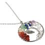 Yunison 2pcs Tree of Life Necklace for Women Chakra 7 Gemstone Pendant Handmade Jewelry Gift