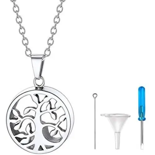 U7 Customize Cremation Jewelry for Ashes Stainless Steel Memorial Keepsakes Urn Locket Necklace with Fill Kit and Gift Box