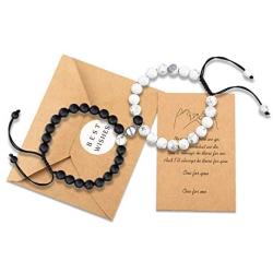 KINGSIN Couples Magnetic Mutual Attraction Bracelets Matte Agate Bracelet Vows of Eternal Love Charms Adjustable Jewelry Gifts Set for Lover Women Men