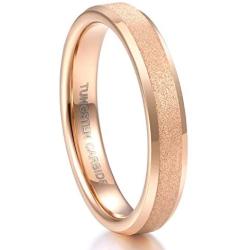 Greenpod 4mm 6mm Rose Gold Tungsten Carbide Rings for Women Men Couples Sandblasted Beveled Edge Wedding Bands Size 4-13