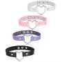 FIBO STEEL 1-4 Pcs Womens Mens Leather Necklace Choker Necklace Heart Punk Goth Emo Style Adjustable