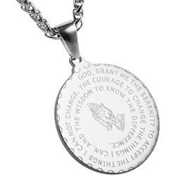 HZMAN Bible Verse Prayer Necklace Christian Jewelry Gold Stainless Steel Praying Hands Coin Medal Pendant