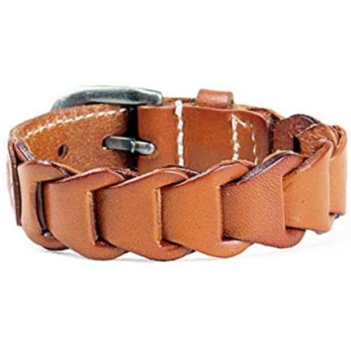 Xusamss Punk Buckle Bangle Weave Pu Leather Bracelet,7''-8''