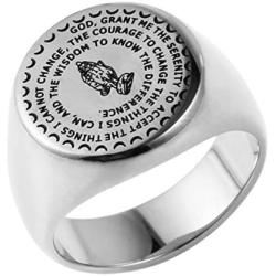 HZMAN Bible Verse Prayer Rings Christian Jewelry Silver/Gold Stainless Steel Praying Hands Bands