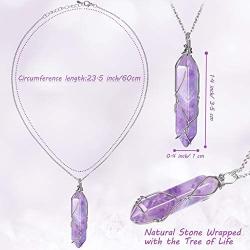 Yaomiao 3 Pieces Crystal Necklaces, Quartz Pendant Energy Healing Crystal Necklace Natural Hexagonal Gemstone Pendant for Women Girls