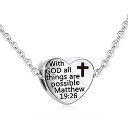 BlinkingSoul Religious Christian Necklace Heart Bible Verse Cross Pendant Prayer Charm Necklace