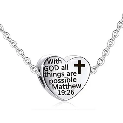 BlinkingSoul Religious Christian Necklace Heart Bible Verse Cross Pendant Prayer Charm Necklace BlinkingSoul Religious Christian Necklace Heart Bible Verse Cross Pendant Prayer Charm Necklace